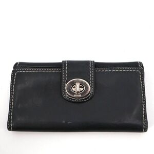 Legacy Coach Turnlock Wallet Black Topstitching ID Card Slots‎ Outer Pockets